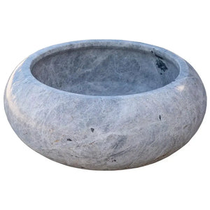 Natural Stone Sirius Silver Marble vanity sink by Villohome, round bathroom sink, 15.5in dia, 6in high.