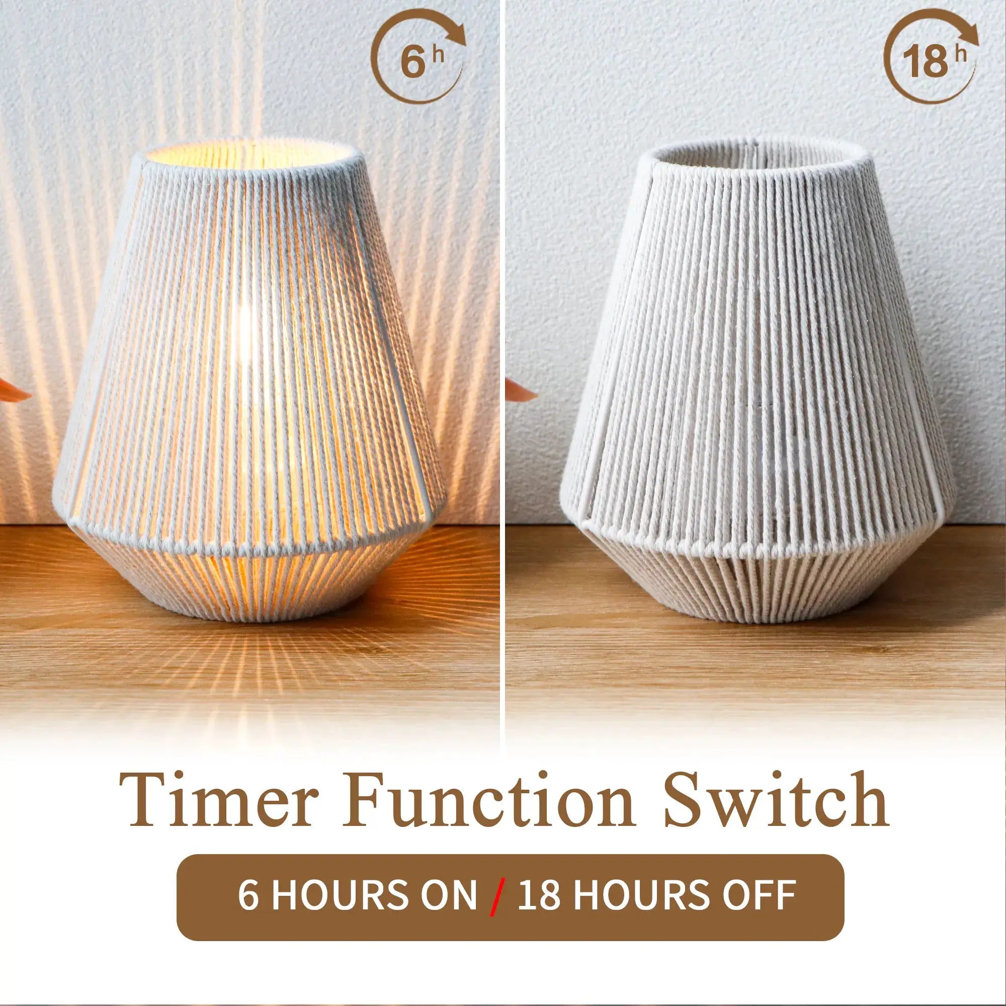 Set of 2 8-inch woven-texture battery-operated table lamps by JHY DESIGN in gray