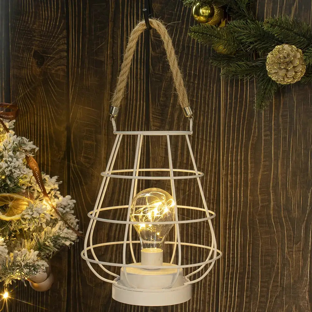 8.5 inch tall cordless accent light with Edison-style bulb, white, JHY DESIGN