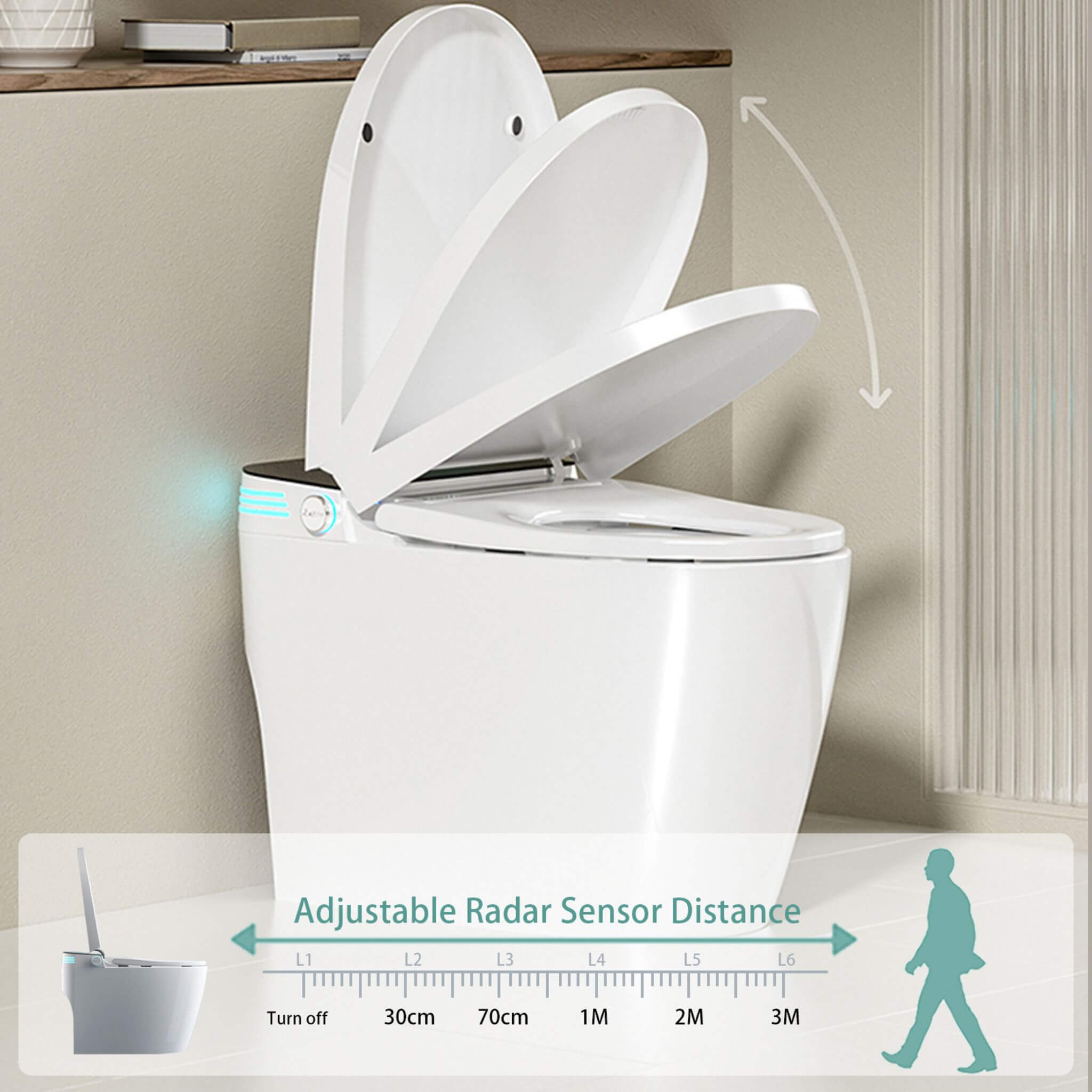 Smart Auto Dual Flush Tankless Toilet With Heated Bidet, Auto Open And Close (SAK37415)