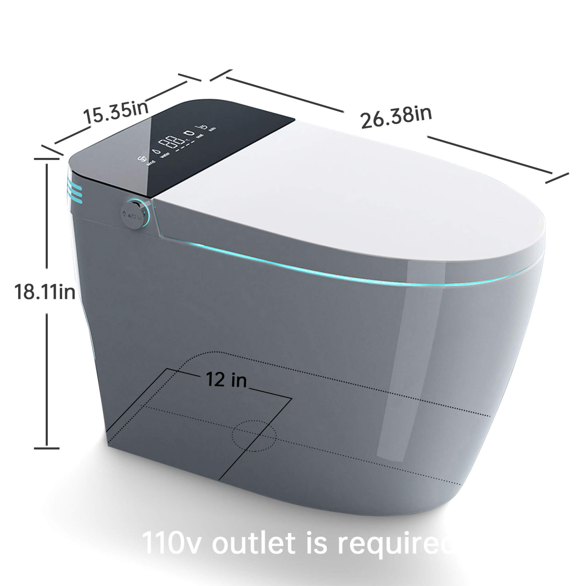Smart Auto Dual Flush Tankless Toilet With Heated Bidet, Auto Open And Close (SAK37415)
