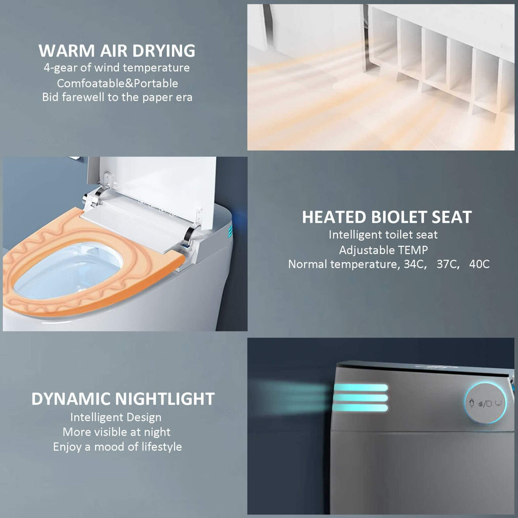 Smart Auto Dual Flush Tankless Toilet With Heated Bidet, Auto Open And Close (SAK37415)