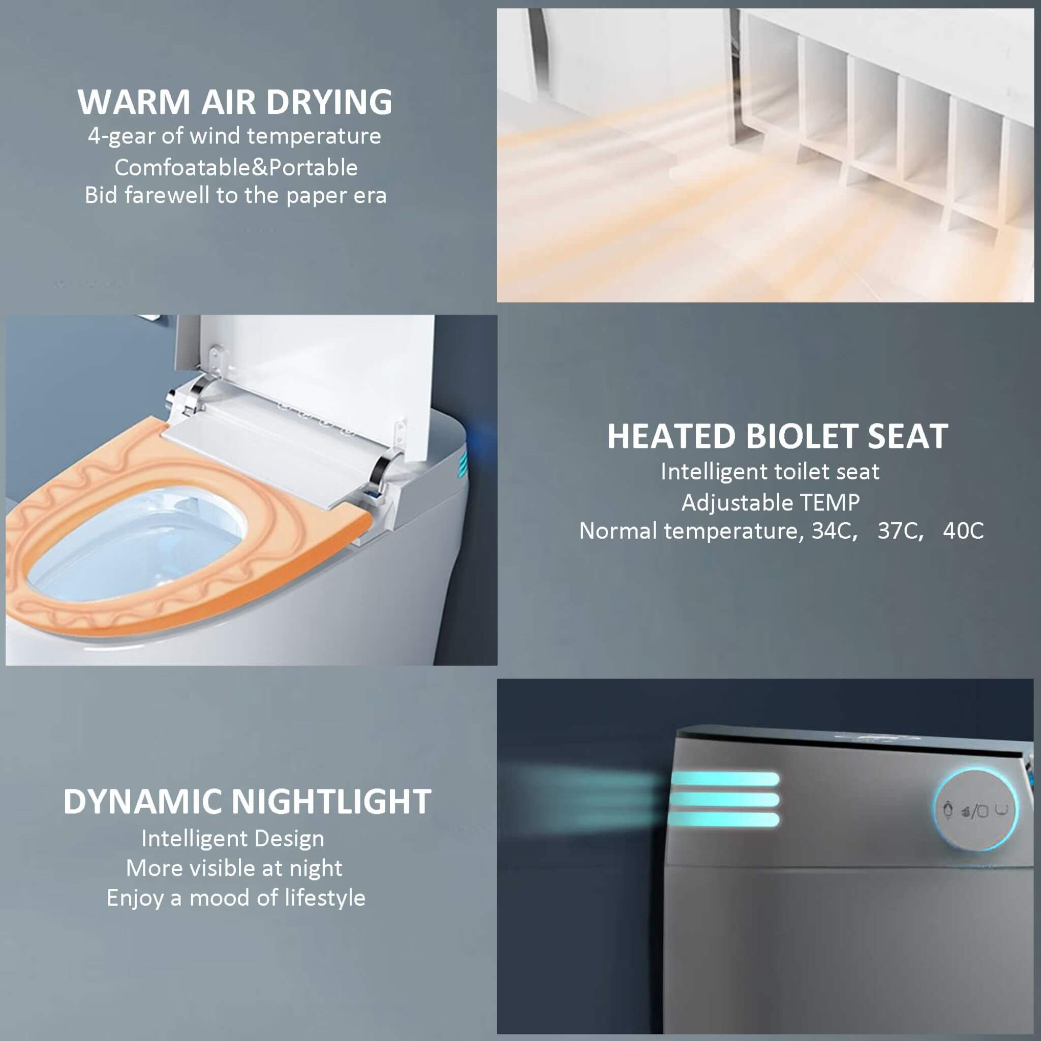 Smart Auto Dual Flush Tankless Toilet With Heated Bidet, Auto Open And Close (SAK37415)