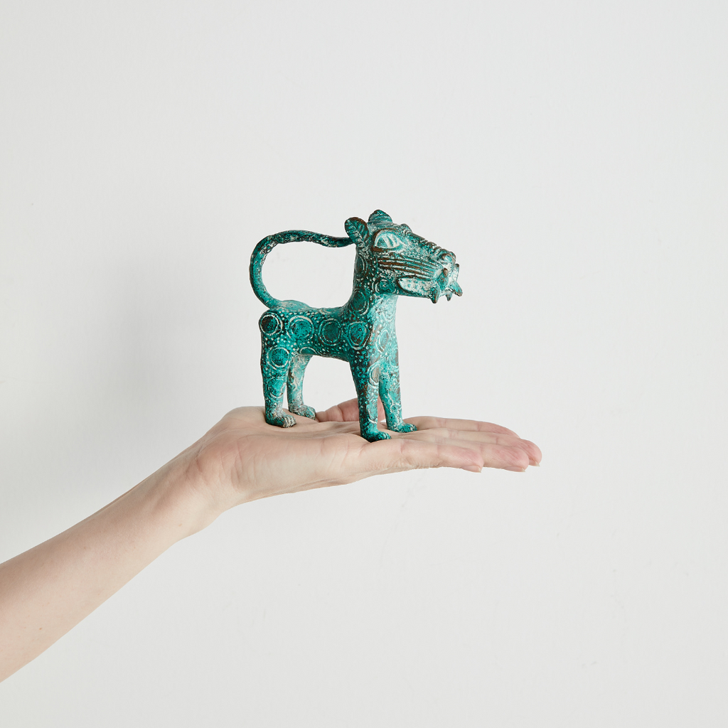 Mini Benin Bronze Metal Leopard Figurine