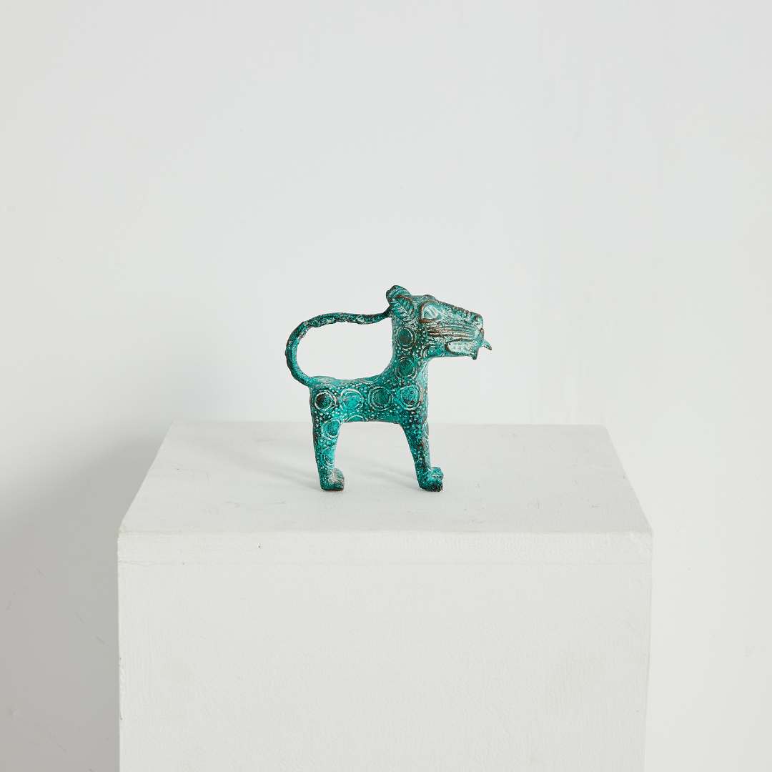 Mini Benin Bronze Metal Leopard Figurine