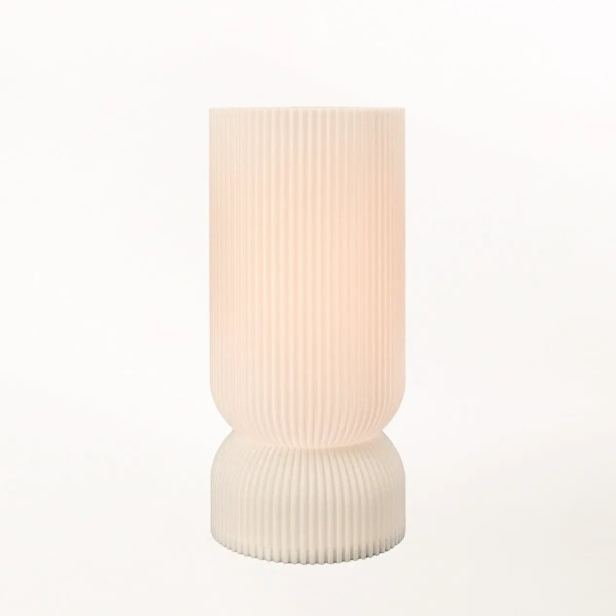 Stance table lamp by Terra Labs; cream ribbed ceramic body