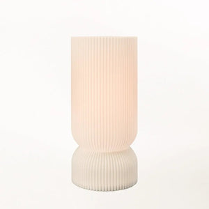 Stance table lamp by Terra Labs; cream ribbed ceramic body