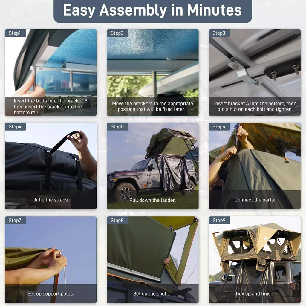 Naturnest Andromeda Green Soft Shell Rooftop Tent With Large Panoramic Skylight & YKK Doors (SAK50612)