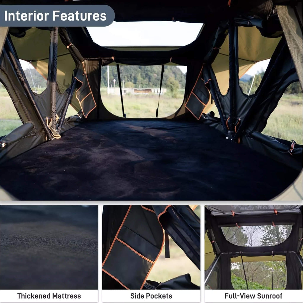 Naturnest Andromeda Green Soft Shell Rooftop Tent With Large Panoramic Skylight & YKK Doors (SAK50612)