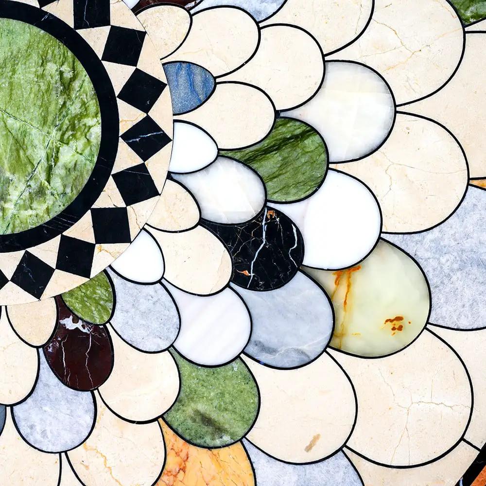 Symphony Blend Multi Finish Round Marble Medallions 48x48