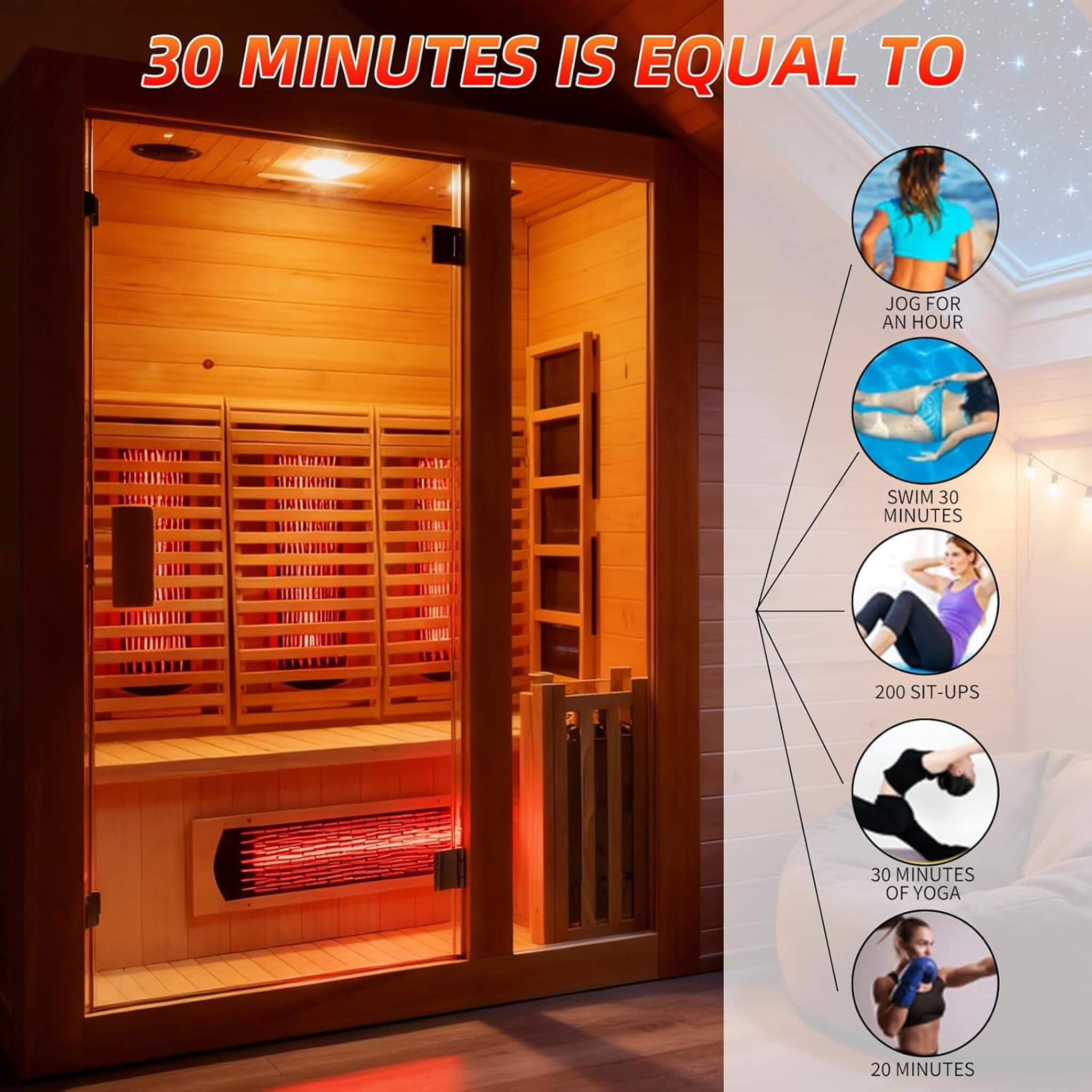Rövia Luma 2-Person Indoor Hybrid Sauna Room With Infrared And 3.5KW Steam Heaters (SAK83750)
