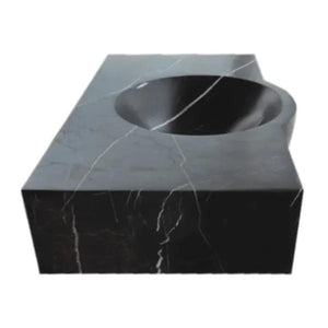 Toros Black Marble Rectangular Wall-Mount Bathroom Sink, 30in L x 17in W x 6in H