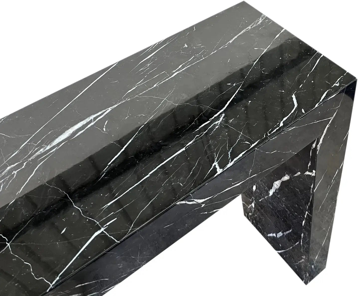 Toros Black Viola Marble Console Table by Villohome, rectangular and polished.