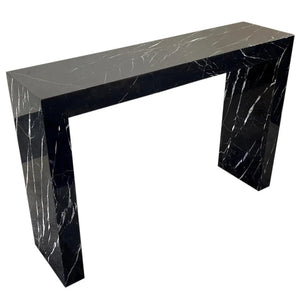 Toros black marble rectangular console table by Villohome, polished with white veining