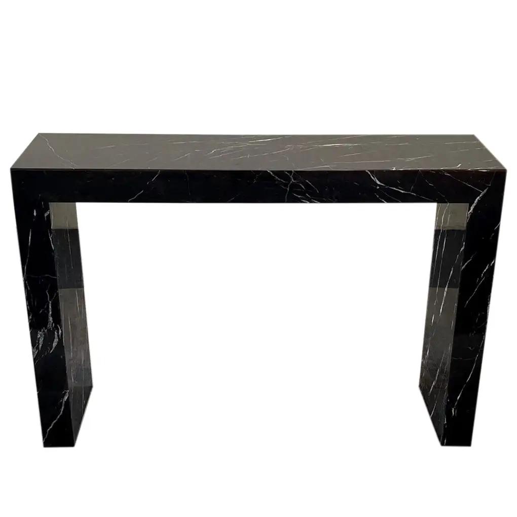 Toros black marble rectangular console table with polished finish