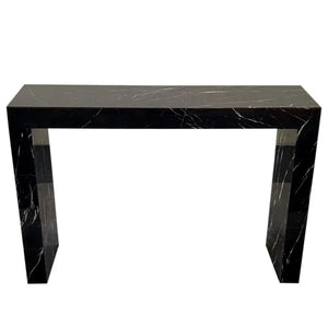Toros black marble rectangular console table with polished finish