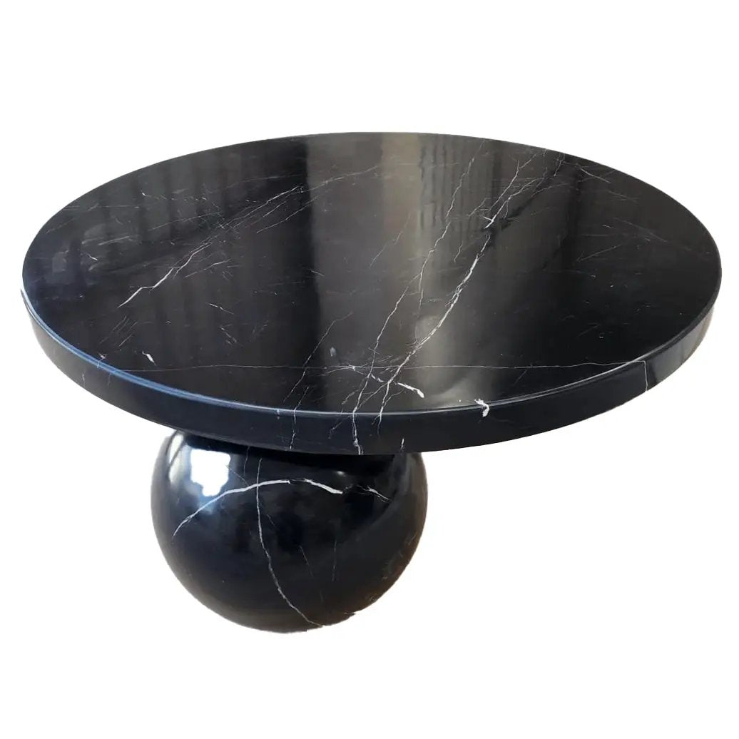 Toros black marble round designer coffee table with sphere legs by Villohome