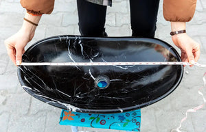 Toros Black Marble Above Vanity Gondola Design Bathroom Sink by Villohome, black marble stone sink