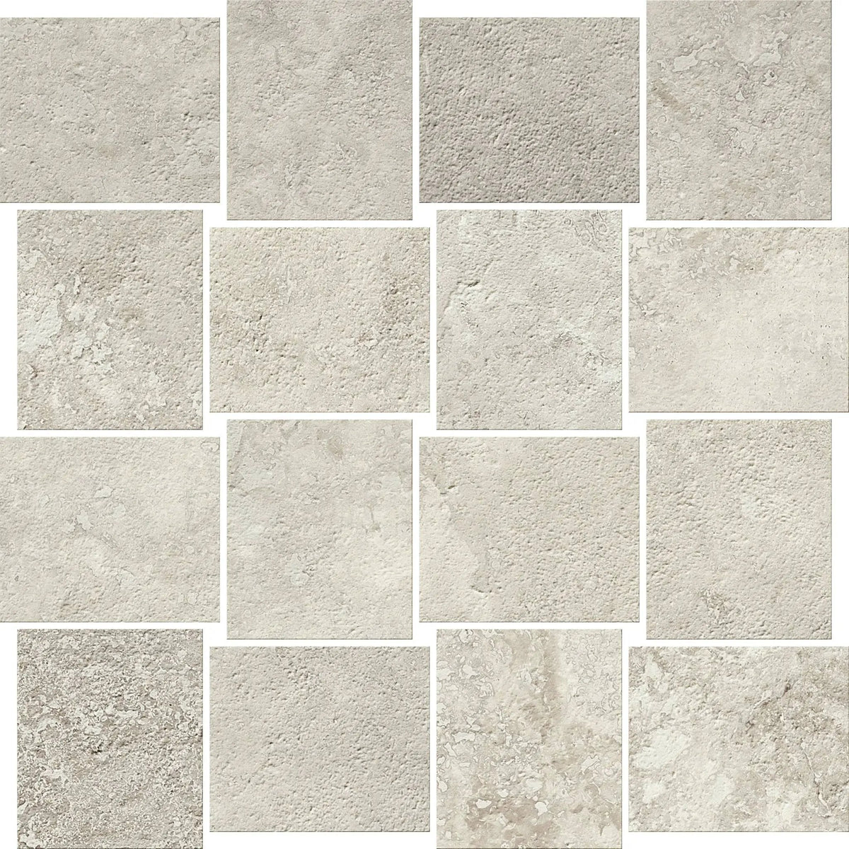 Trail Cross Cut Grey Mosaic B Travertine Look Porcelain Mosaics 12x12