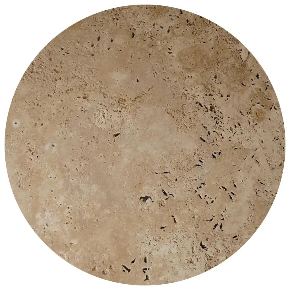 Troia Light Travertine Round Side Table by Villohome, honed finish