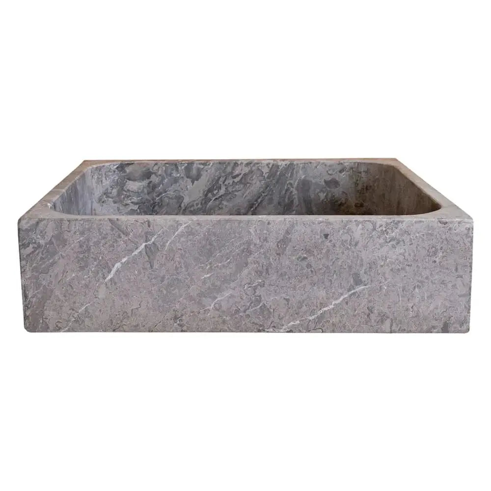 Villohome Tundra Gray Marble rectangular bathroom sink; stone vanity sink, 16x19.5x5 in