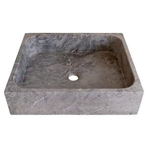 Tundra Gray Marble rectangular bathroom sink by Villohome, above-vanity, 16x19.5x5 in