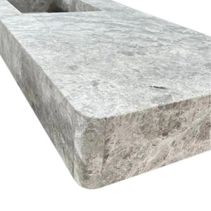 Villohome Tundra Gray Marble rectangular wall-mount vanity top sink, 48in L x 20in W x 5in H