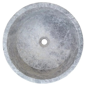 Bathroom sink by Villohome, polished tundra grey marble, round above-vanity sink, 16.5in diameter