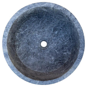 Natural stone tundra grey marble vessel sink, polished blue-grey bowl, 16 in diameter