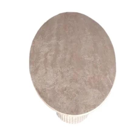 Villohome Tuscany beige travertine oval coffee table with fluted legs, 50L x 24W x 23H in