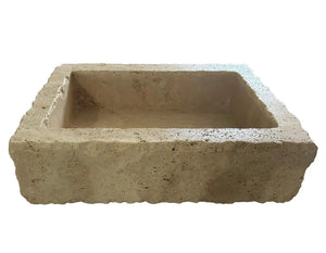 Walnut Travertine Rustic rectangular wall-mount bathroom sink by Villohome.