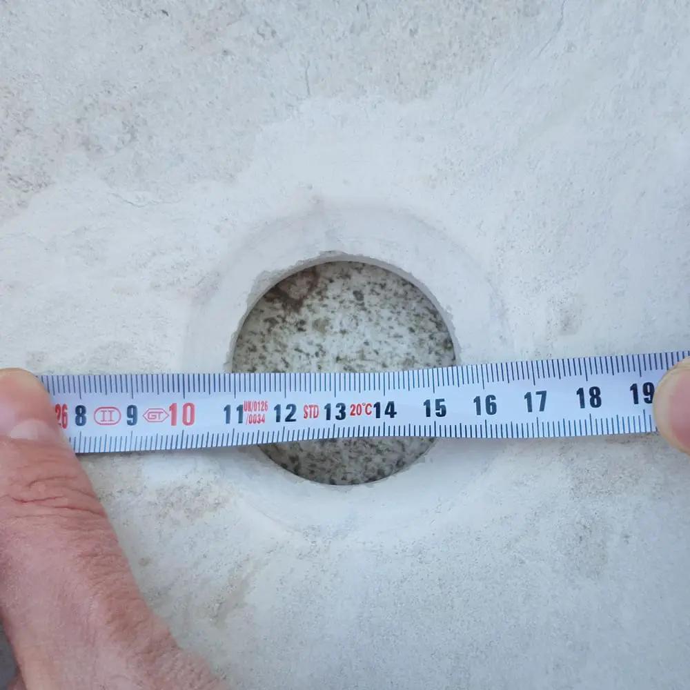 Natural white limestone vessel sink, polished finish, 16 inch diameter x 6 inch high, Villohome