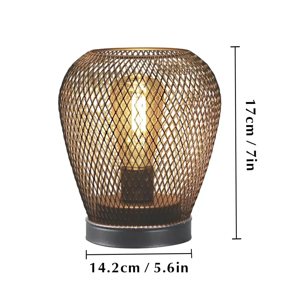 6.7-inch tall battery-powered outdoor table lamp (set of 2) by JHY DESIGN, bronze mesh lantern.