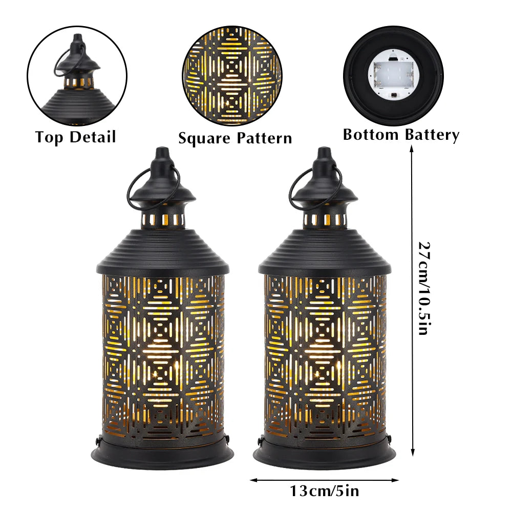  Set of 2-10.5" H Metal Table Lamps (Square Pattern)