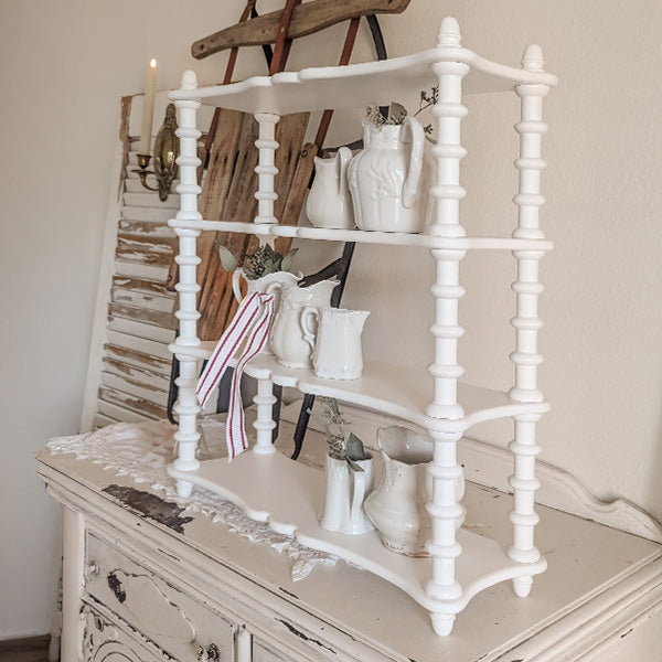 24 Inch White Spindle Wood Shelf