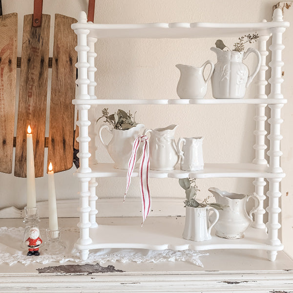 24 Inch White Spindle Wood Shelf