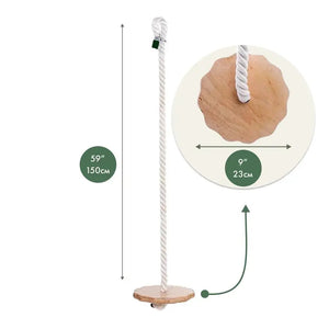 Goodevas wooden rope swing for kids, single baby swing with natural wood seat and rope suspension
