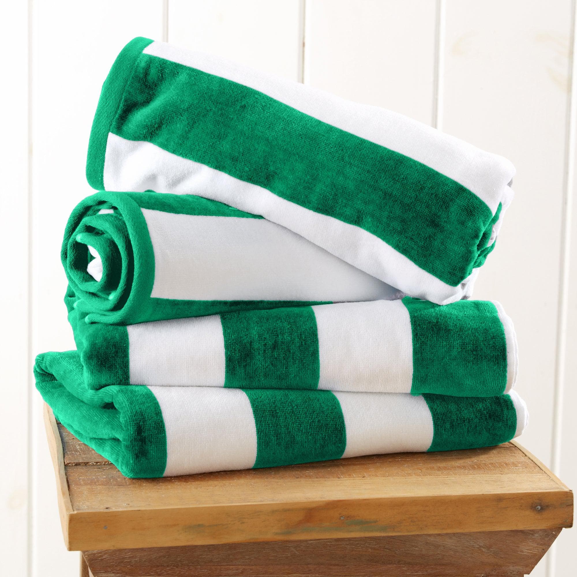 Cotton Velour Cabana Stripe Beach Towel - Novia Collection