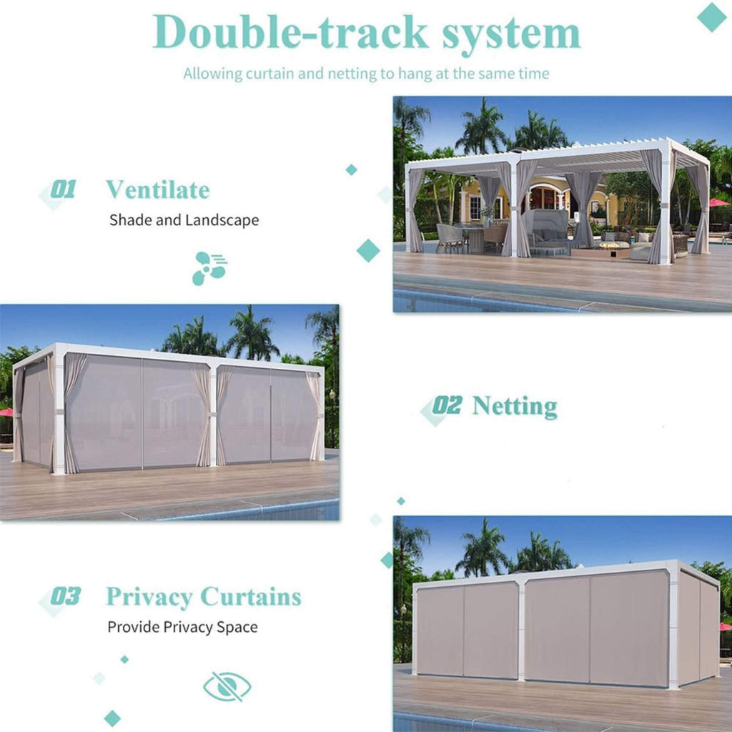[12x20FT] Outdoor Hardtop Louvered Pergola With Adjustable Aluminum Rainproof Roof (SAK18625)