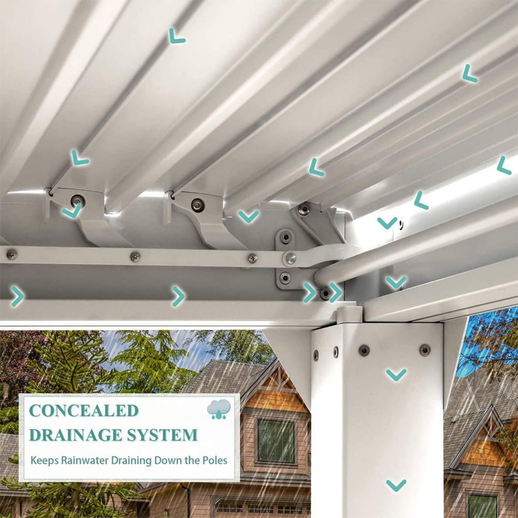 [12x20FT] Outdoor Hardtop Louvered Pergola With Adjustable Aluminum Rainproof Roof (SAK18625)