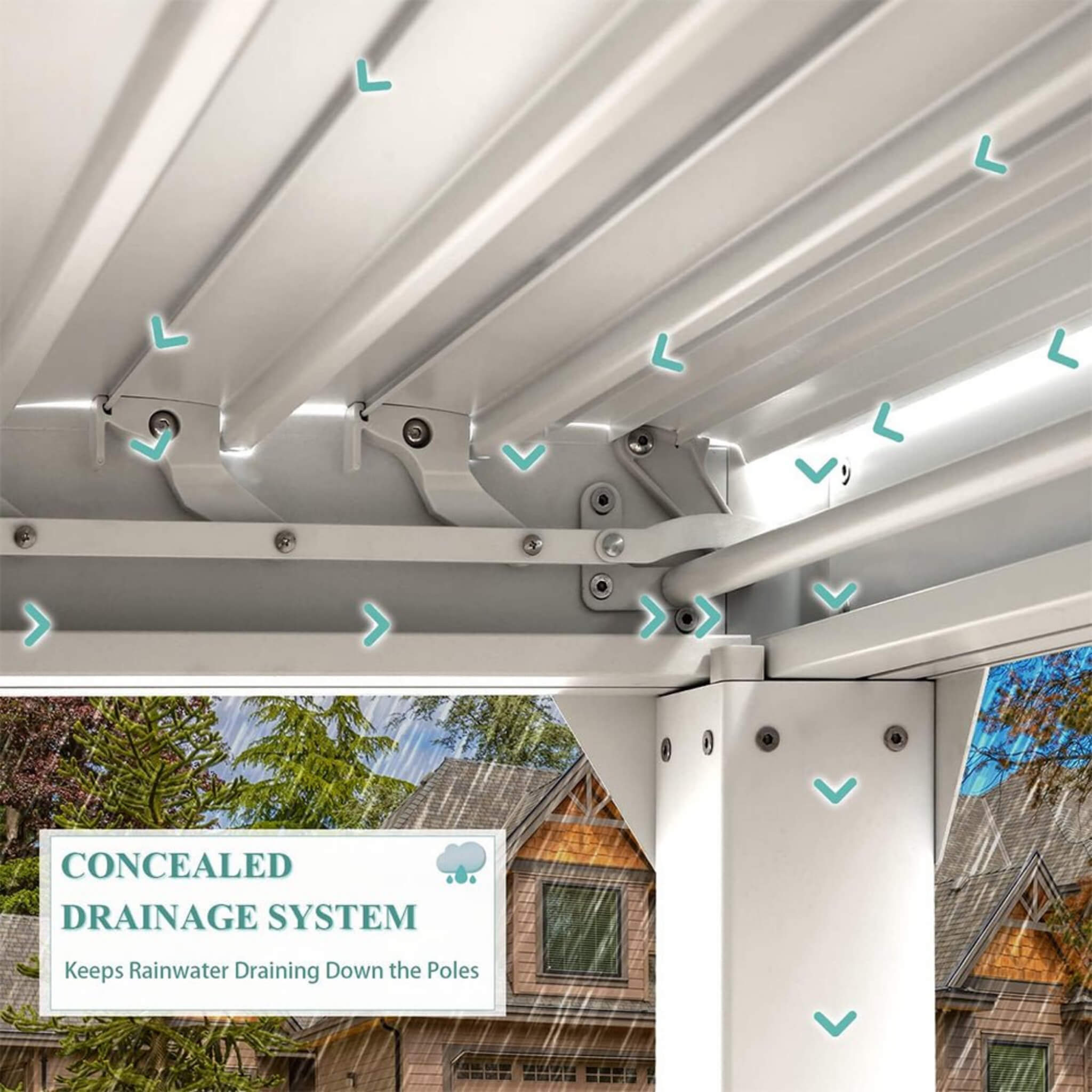 [12x20FT] Outdoor Hardtop Louvered Pergola With Adjustable Aluminum Rainproof Roof (SAK18625)