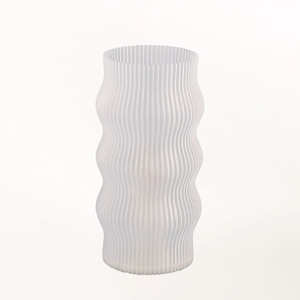 Yuji Table Lamp by Terra Labs; white ribbed glass with a curvy sculptural silhouette