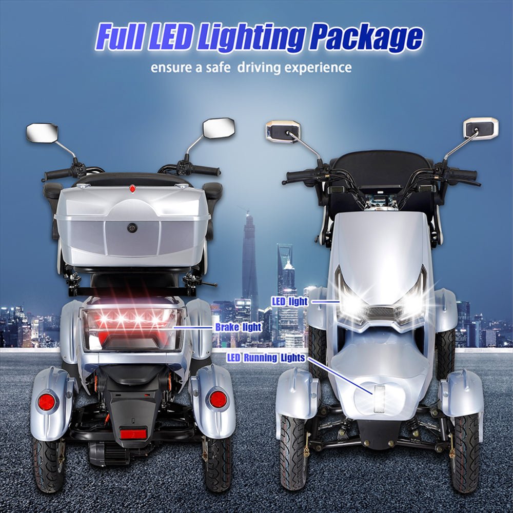 Zvg Heavy Duty 1000W 60V/20AH Four Wheel All-Terrain Travel Mobility Scooter, 440LBS (SAK91645)